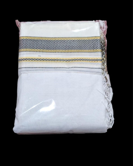 Pure Cotton Handloom Ilkal Saree White Color with running blouse - IndieHaat