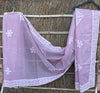 Organdy Cotton Saree Applique work Light Pastel Purple Colour with running blouse-Indiehaat