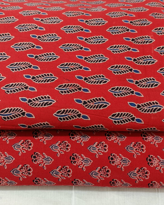 Indiehaat Cotton Orange  Suit Ajrakh Printed( Top and Bottom Only| 2.5 meter each