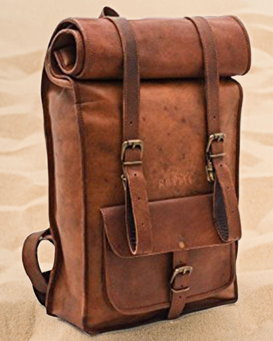 Indiehaat | Pure Camel Leather Back Pack Brown Color