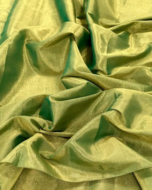 Maheshwari Tissue Silk Saree Pastel Green Color with running blouse - IndieHaat