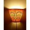 Indiehaat | Flower Kalamkari Handpainted Wall Mount Leather Lamp | 5.5 Inch