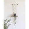 White Macrame Plant Hanger With WoodWooden Size 10X5, Length 30"-Indiehaat