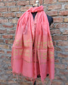 Chanderi Silk Dupatta Pastel Pink Color Applique Work - IndieHaat