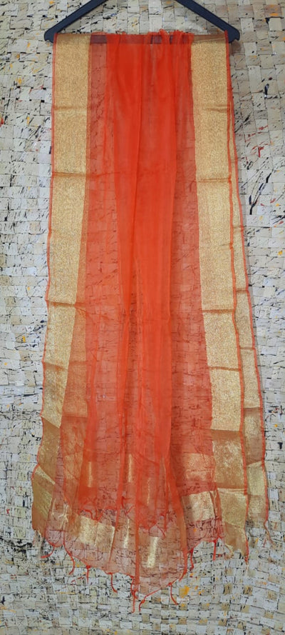 Organza Dupatta – Orange – Hand Dyed – Indiehaat
