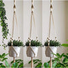 White  Macrame Handmade Plant Holder Set Of 3 PcsSize: 40" Long Material: Cottan-Indiehaat