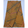 Cotton Kota Doria Brown Saree with blouse Handcrafted-Indiehaat