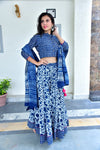 IndieHaat|Cotton Lehanga HandBlock Print Blue 20% Off