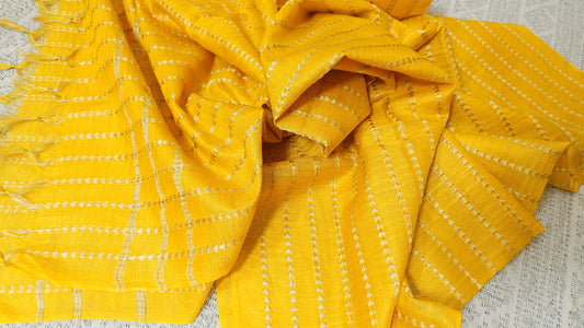 Katan Silk Banarasi Brocade Dupatta Goldenrod Yellow Color - IndieHaat