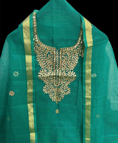 Kota Doria Suit Embroidery 13% Off - IndieHaat