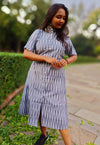 Pure Cotton Dress Ikkat Design Gray 25% Off - IndieHaat