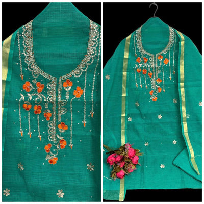 Kota Doria Suit Embroidery 13% Off - IndieHaat