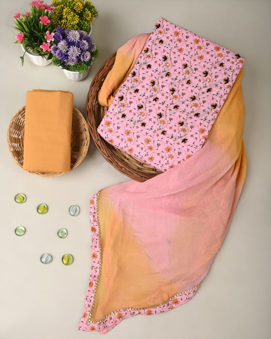 Cotton Suits Pastel Pink Color Handwork with Mulmul Heavy Handwork Dupatta - IndieHaat