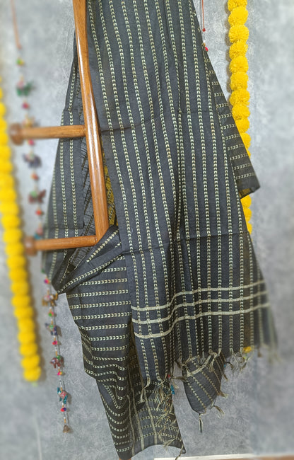 Katan Silk Banarasi Brocade Dupatta Black Color - IndieHaat