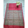 Silkmark Certified Tussar Silk Madhubani HANDPAINTED Red Saree with Blouse-Indiehaat