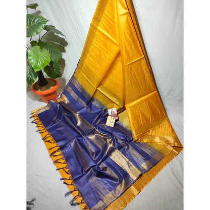 Handcrafted Kota Silk Yellow Saree Jacquard Weaves with Blouse-Indiehaat