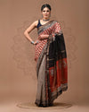 Maheshwari Silk Saree multicolor Handblock Printed With running blouse (Silk by Silk)