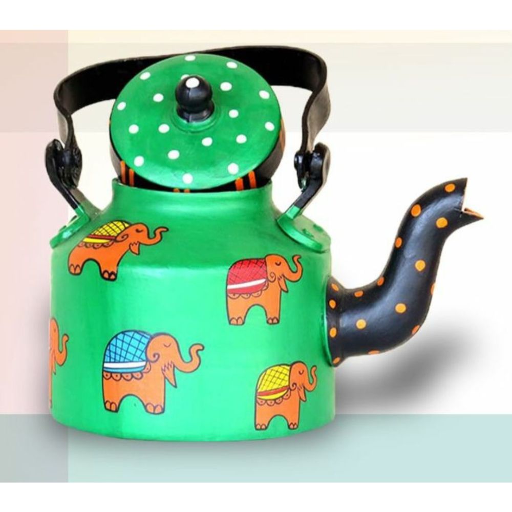 Rajasthani Handpainted Green Metal Kettles Indiehaat Indiehaat rajasthani-handpainted-green-metal-kettles-indiehaat-indiehaat