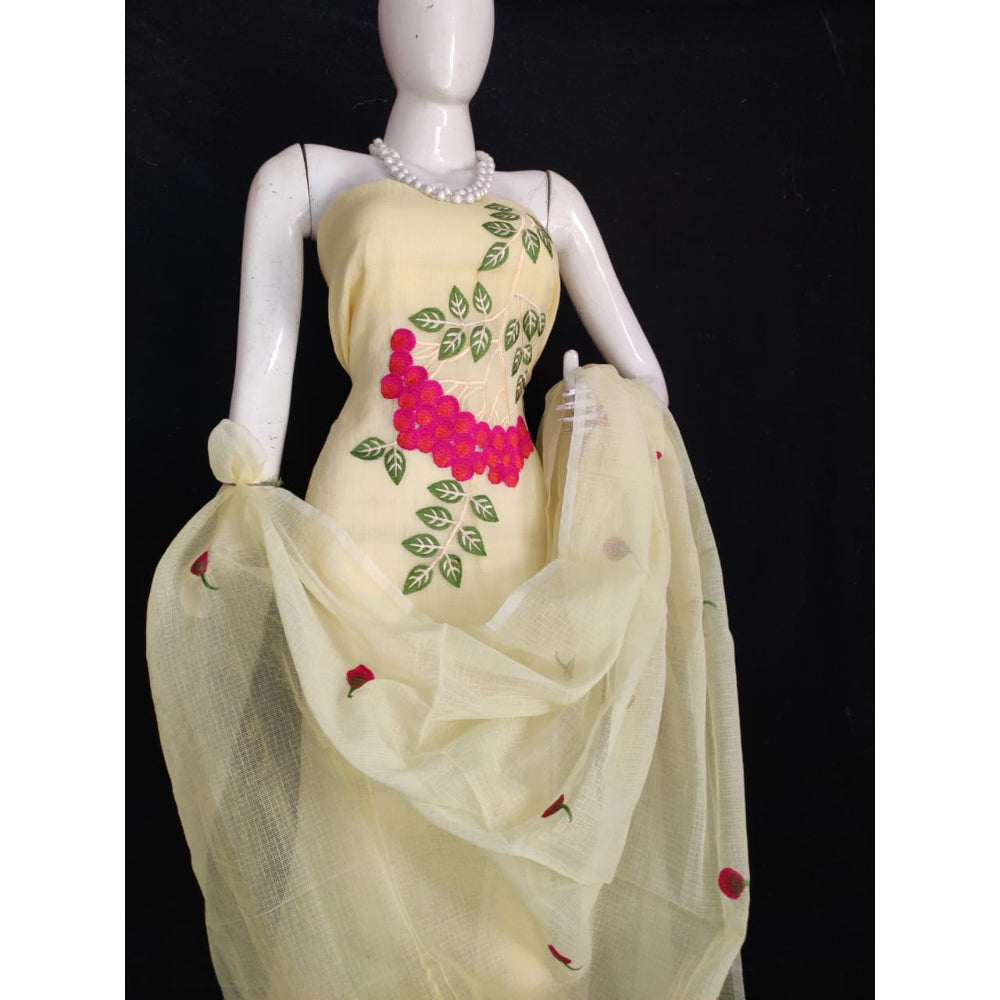 Kota Doria Suits Embroidered and Hand Dyed with Zari Border Dupatta