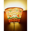 Indiehaat | Waves Kalamkari Handpainted Wall Mount Leather Lamp | 5.5 Inch