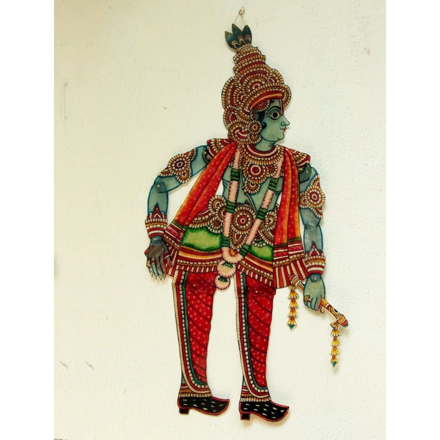 Multicolor Handcrafted Leather Krishna Painting
 Artist: State Awardee Raghavendra