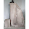 Cotton Applique work Cream color Suit with Organdy Dupatta-Indiehaat