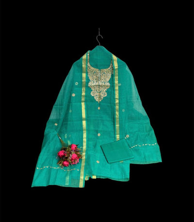 Kota Doria Suit Embroidery 13% Off - IndieHaat