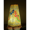 Indiehaat | Peacock Kalamkari Handpainted Standing Round Leather Lamp | 26 Inch