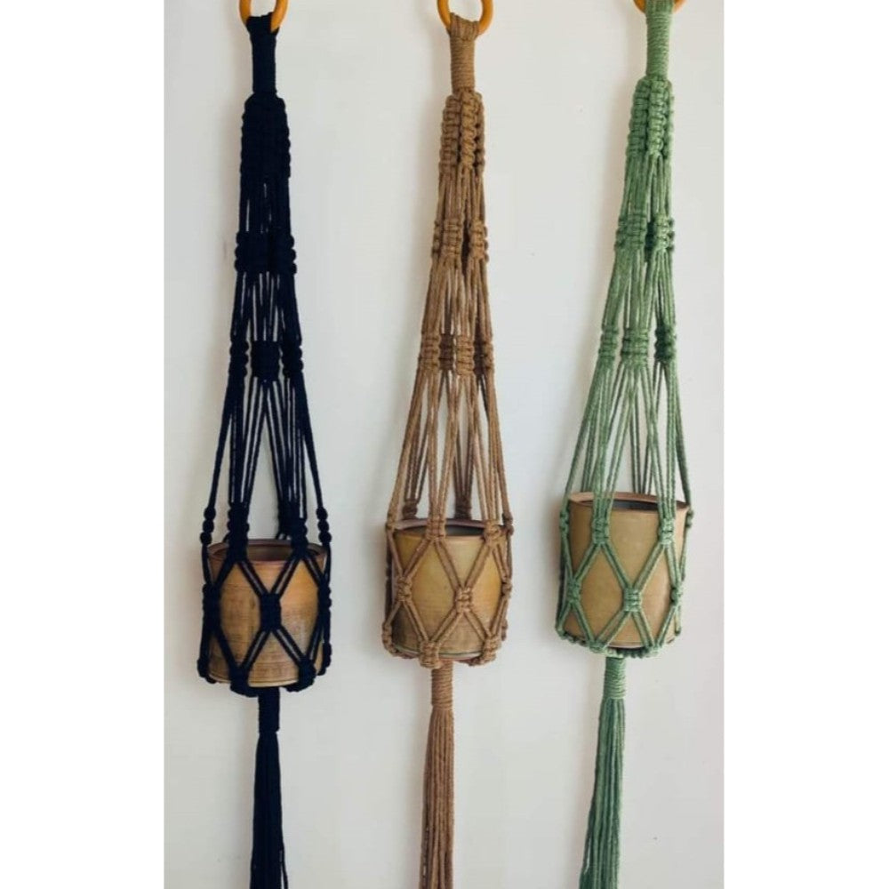 Macrame Multi Colour Plant Hanger Set Of3 Indiehaat Indiehaat macrame-multi-colour-plant-hanger-set-of3-indiehaat-indiehaat
