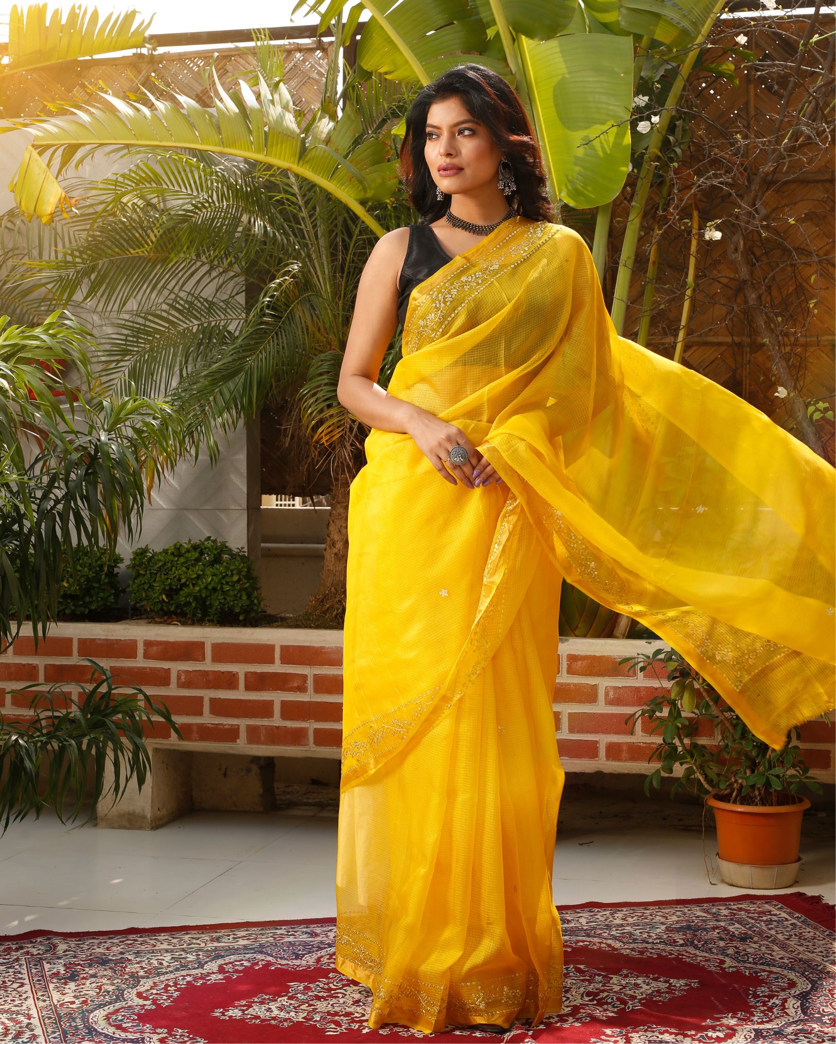 Designer Yellow Pure Georgette Saree - Rana's by Kshitija