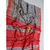 Silkmark Certified Tussar Silk Handloom Handblock Printed Red Saree with Blouse-Indiehaat