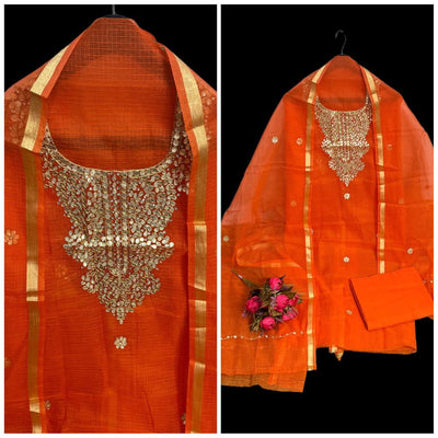 Kota Doria Suit IntricateDesign 13% Off - IndieHaat