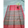 Silkmark Certified Tussar Silk Madhubani HANDPAINTED Red Saree with Blouse-Indiehaat