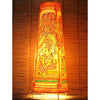 Indiehaat | Ganesh Kalamkari Handpainted Standing Round Leather Lamp | 26 Inch