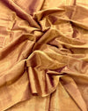 Maheshwari Tissue Silk Saree Metallic Brown Color with running blouse - IndieHaat