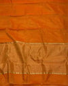 Maheshwari Tissue Silk Saree Orange Color with running blouse - IndieHaat