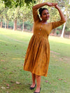 Pure Cotton Dress Ikkat Design Brown 25% Off - IndieHaat