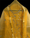 Kota Doria Suit Gamboge Yellow Color Hand Gota Patti Work-Indiehaat