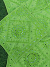 Indiehaat | Khamma Ghani Stylish Cotton Green Cushion Covers Mirror Work