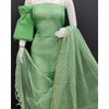 Kota Doria Green Suit Material 2 Piece Lehariya Tie And Dye (Only Top And Dupatta)-Indiehaat