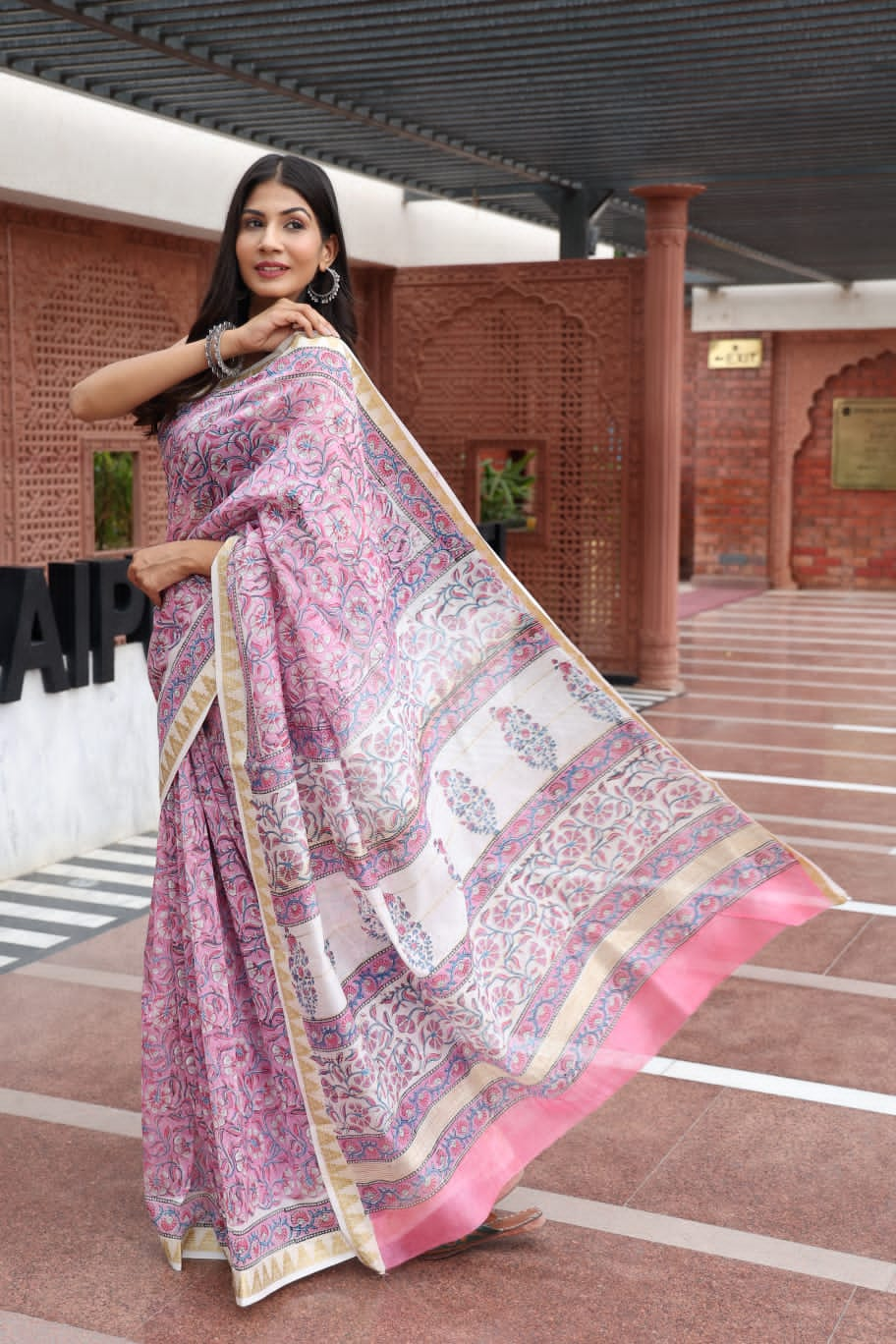 Buy Hand Block Printed Saree | Exclusive hand Printed Saree from India