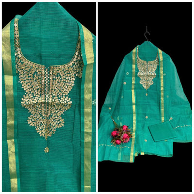 Kota Doria Suit Embroidery 13% Off - IndieHaat