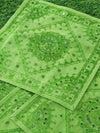 Indiehaat | Khamma Ghani Elegant Green Cotton Cushion Covers Mirror Work