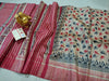 Silkmark Certified Tussar Silk Handloom Handblock Printed Pink Saree with Blouse-Indiehaat