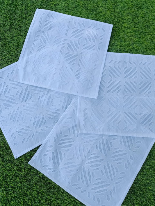 Pure Cotton Applique Work Cushion Covers Tropical Blue Colour (16X16 Inch)-Indiehaat