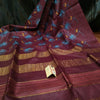 Silkmark Certified Eri Silk Digital Embroidered Maroon Saree with Running Blouse-Indiehaat