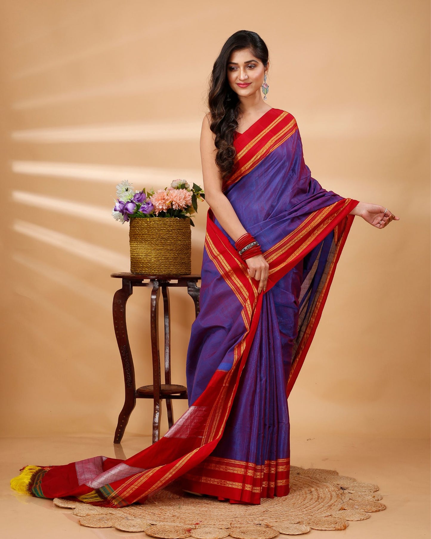 ILKAL Handloom Cotton Silk Saree Faded Purple Color with running blouse - IndieHaat