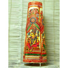 Indiehaat | Ganesh Kalamkari Handpainted Standing Round Leather Lamp | 26 Inch