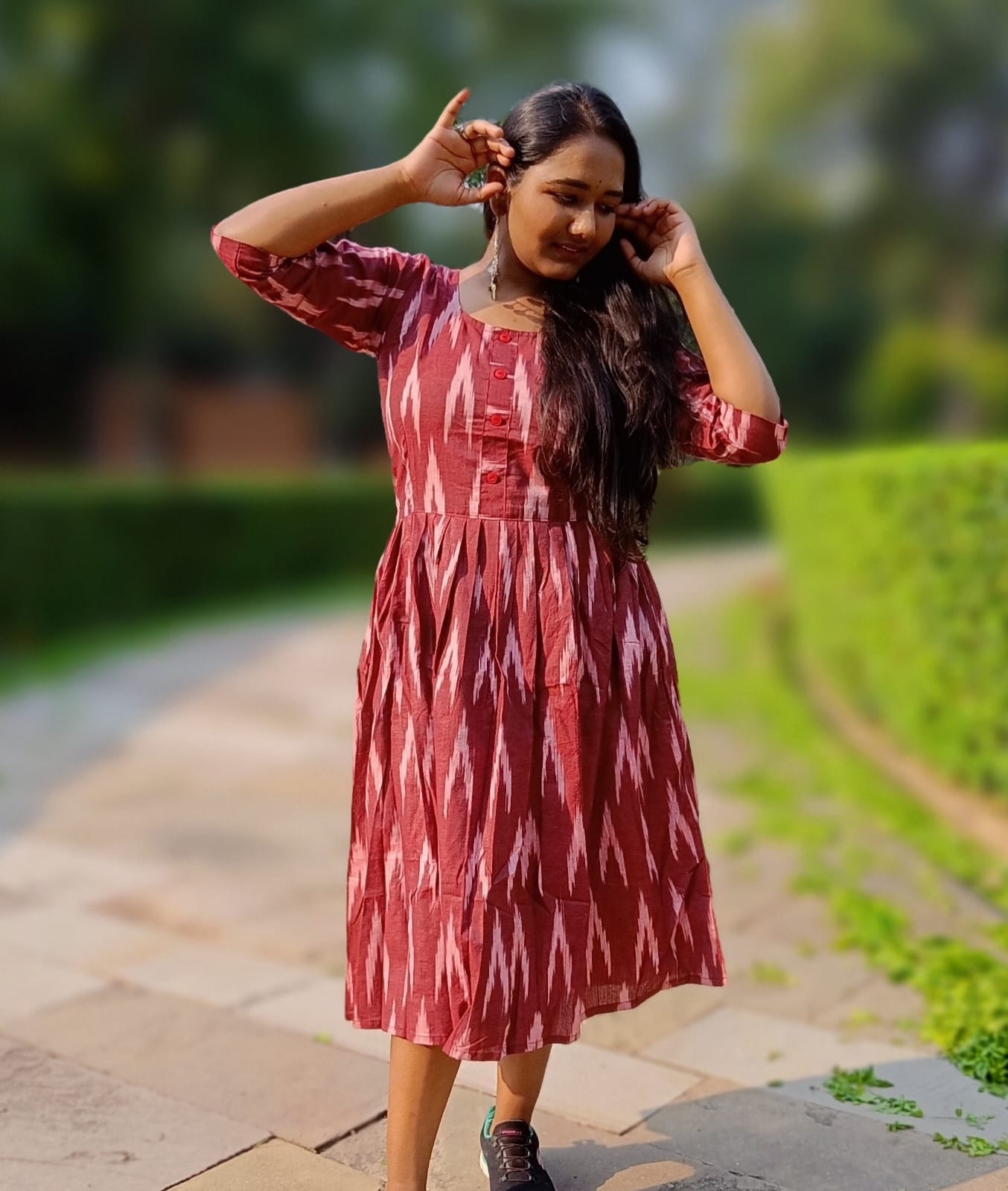 Off White Desi Cotton Khadi Women Dress - KARL – Upasana Auroville