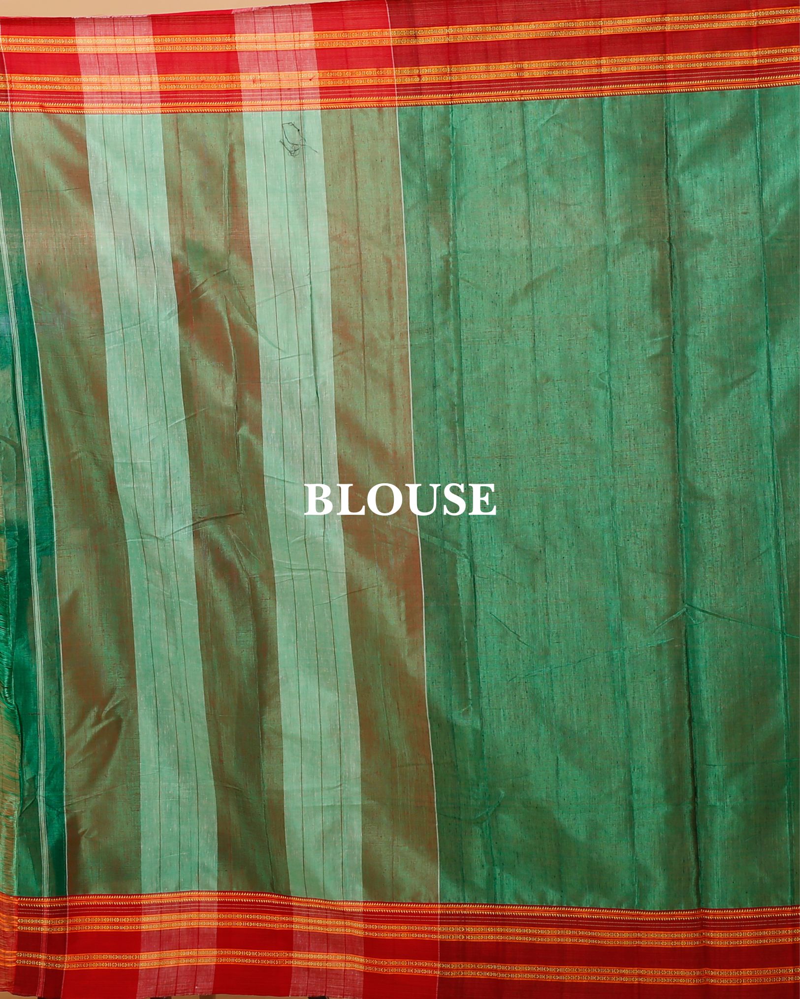 ILKAL Handloom Cotton Silk Saree Dark Green Color with running blouse - IndieHaat